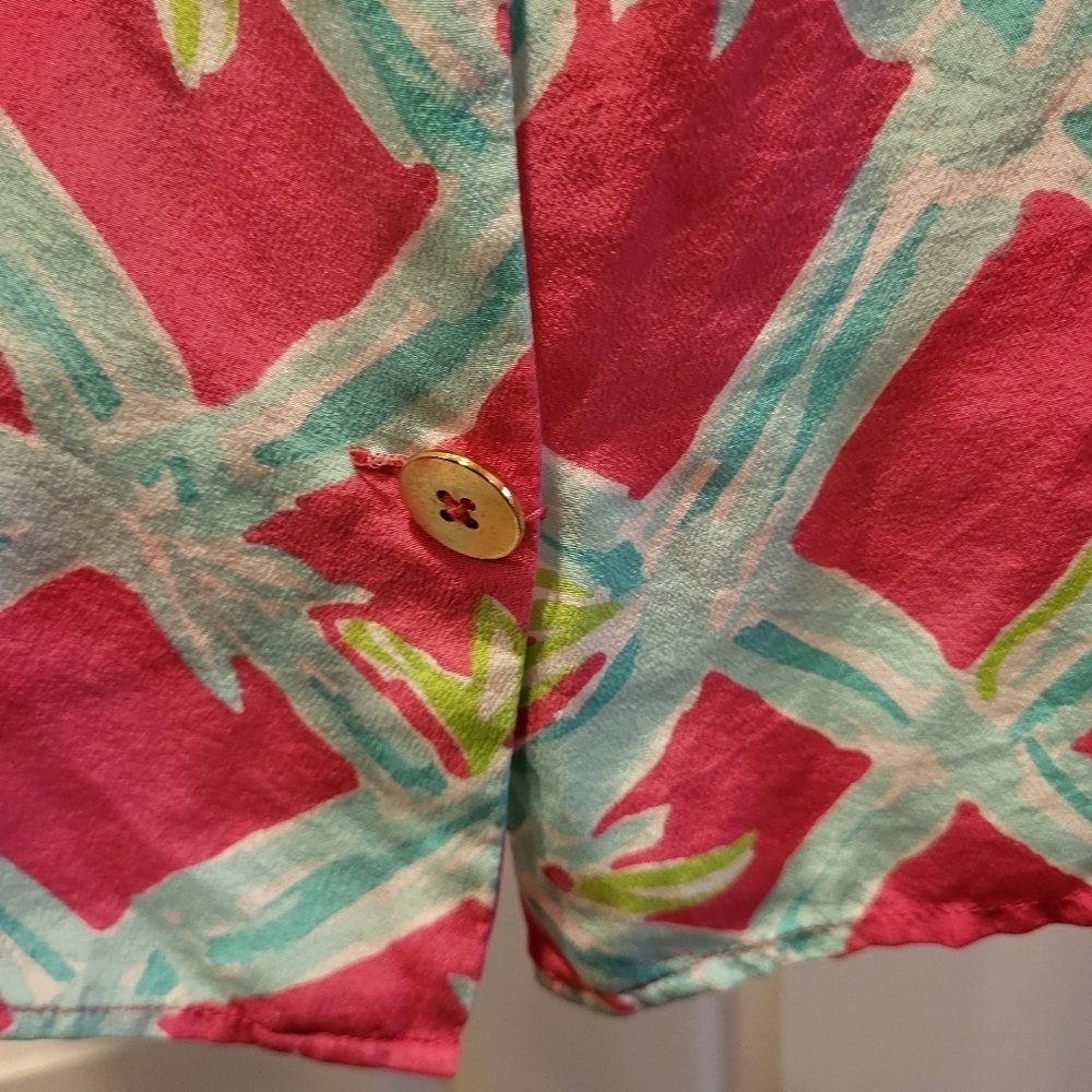 Lilly Pulitzer Iona Shell 100% Silk Sleeveless Button Back Shirt Pink Size Small - Picture 6 of 8